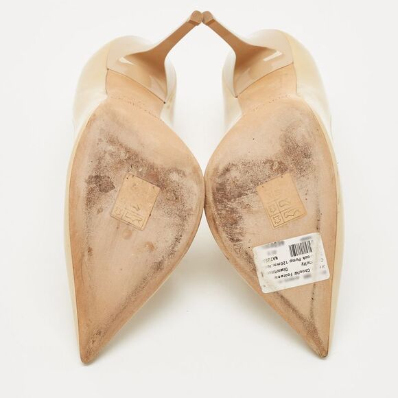Jimmy Choo Beige Patent Leather Abel Pumps Size 37.5 - Picture 6 of 7